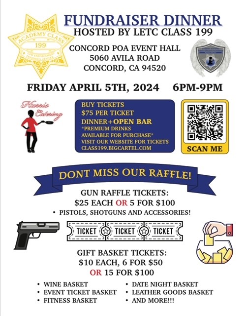 Concord Police Officers  LETC Class 199 Fundraiser Dinner  - 🙋‍♂️🎟️Auction Items 49'r 🏈and Steph Curry 🏀Autographed Memorabilia (Expand to View)  w/ COA! @ Concord Police Officers Association Event Hall 5060 Avila Rd. Concord, CA 94520
